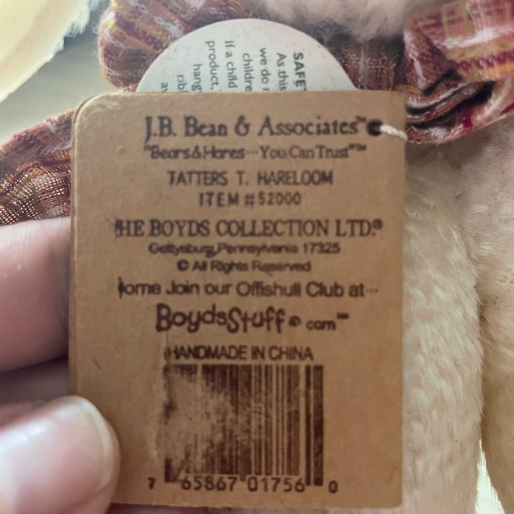 Boyd’s Bears Tatters T Hareloom Plush Rabbit Item #52000 Vintage - Picture 6 of 7